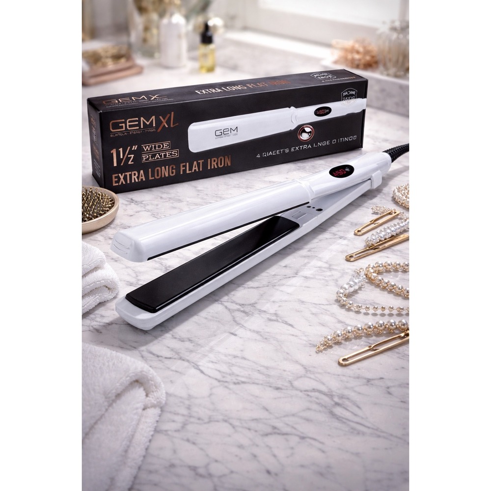 GEM XL‎ 5" Long plates Extra-Long Flat Iron  1.5" Wide Plates for Faster Styling